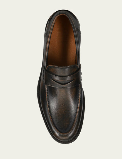 FRYE Men's Brown Brush Off Tyler Flex Penny Loafer