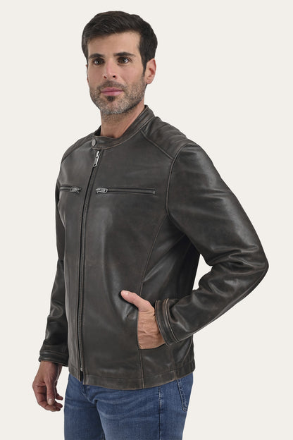 FRYE Men's Dark Brown Rustler Racer Jacket