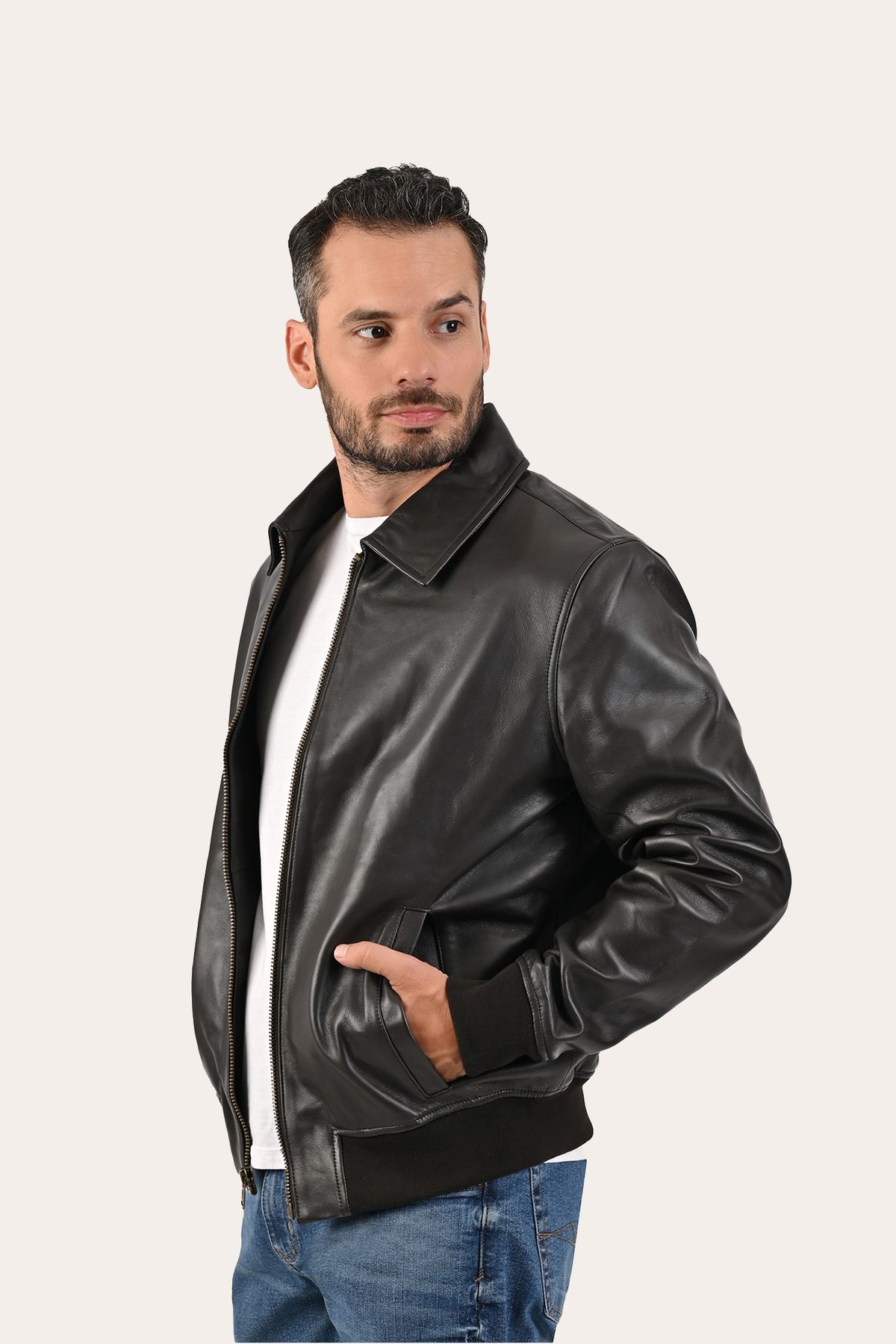 FRYE Men’s Dark Brown Dusty Trucker Leather Jacket