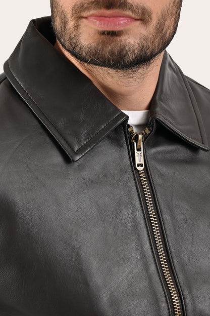 FRYE Men’s Dark Brown Dusty Trucker Leather Jacket