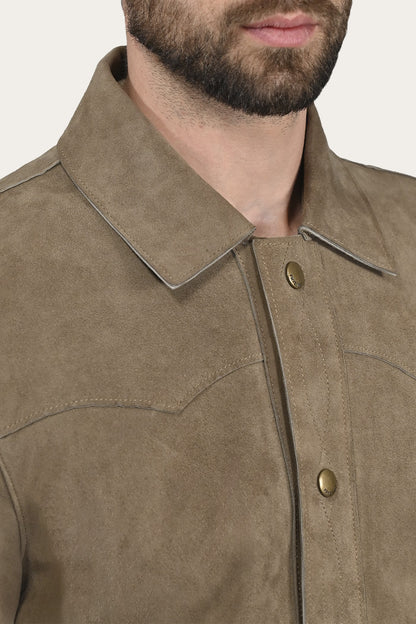 FRYE Men’s Taupe Judd Suede Shacket