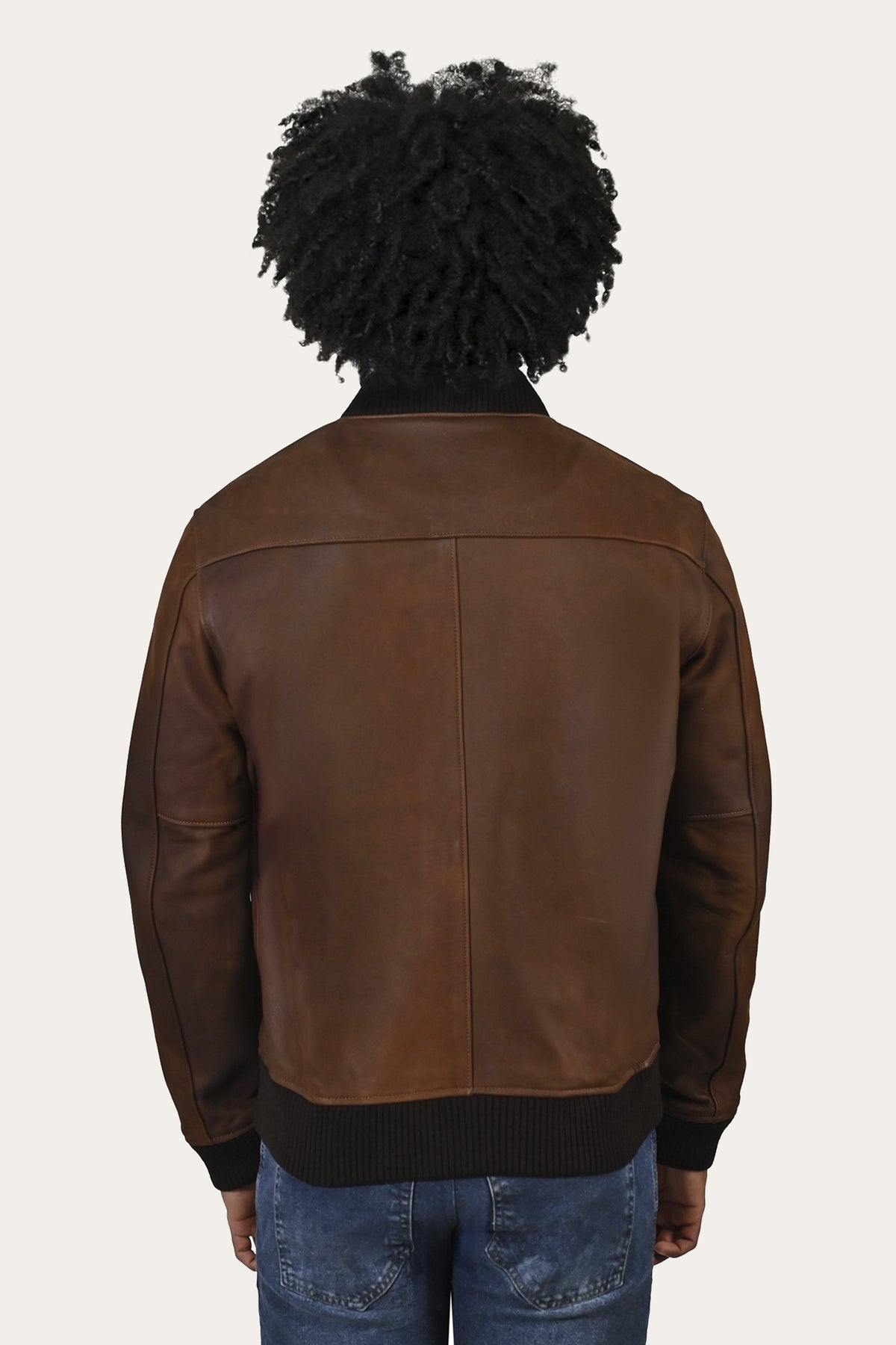 FRYE Men’s Cognac Clay Leather Bomber Jacket