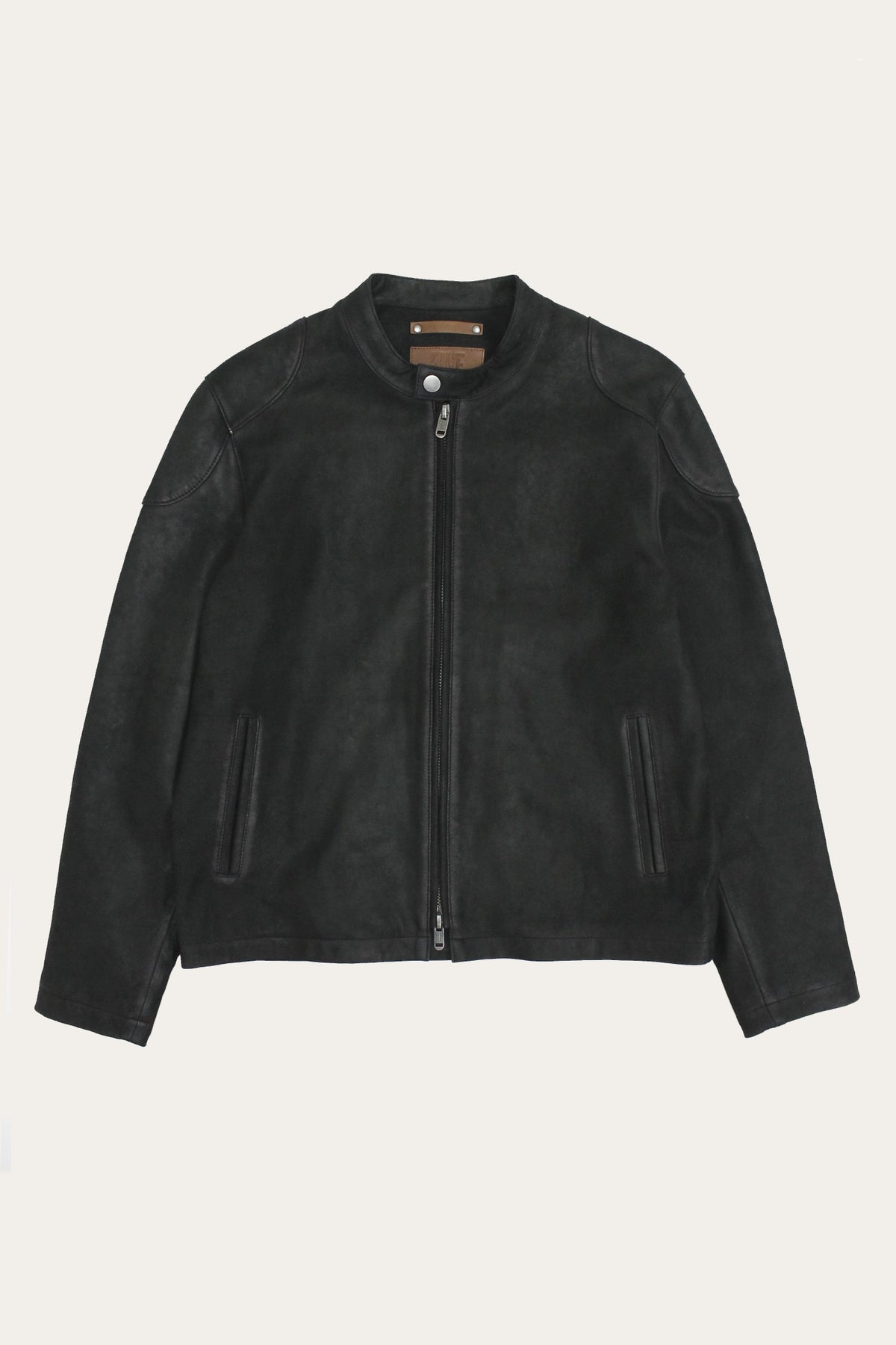 FRYE Men’s Black Gannon Lamb Leather Racer Jacket