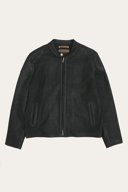 FRYE Men’s Black Gannon Lamb Leather Racer Jacket