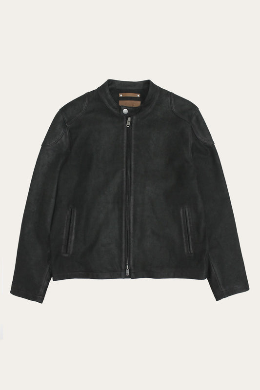 FRYE Men’s Black Gannon Lamb Leather Racer Jacket