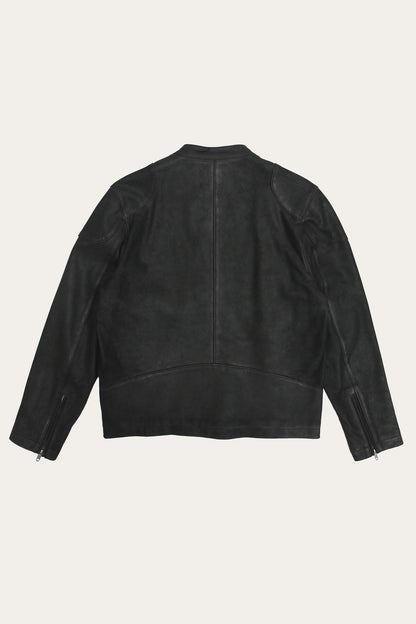 FRYE Men’s Black Gannon Lamb Leather Racer Jacket