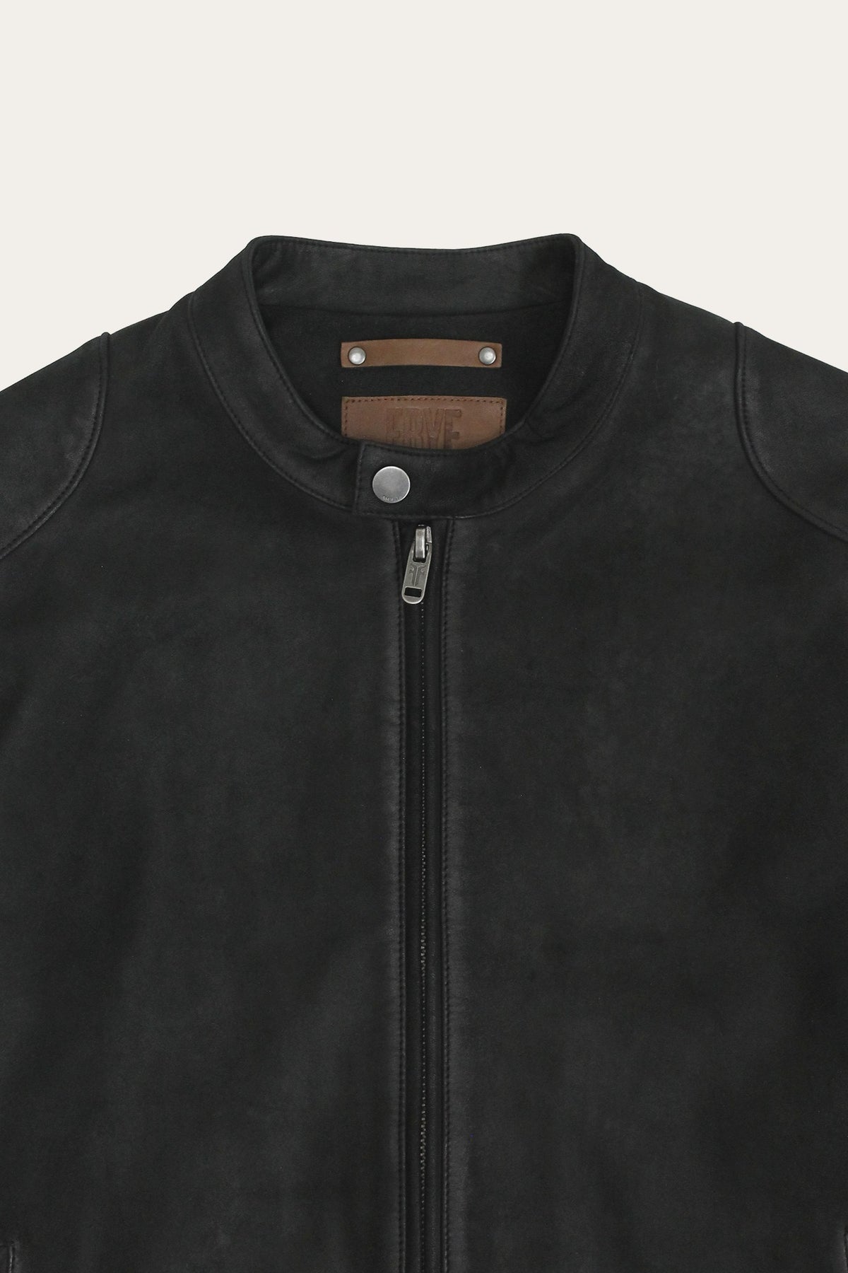 FRYE Men’s Black Gannon Lamb Leather Racer Jacket