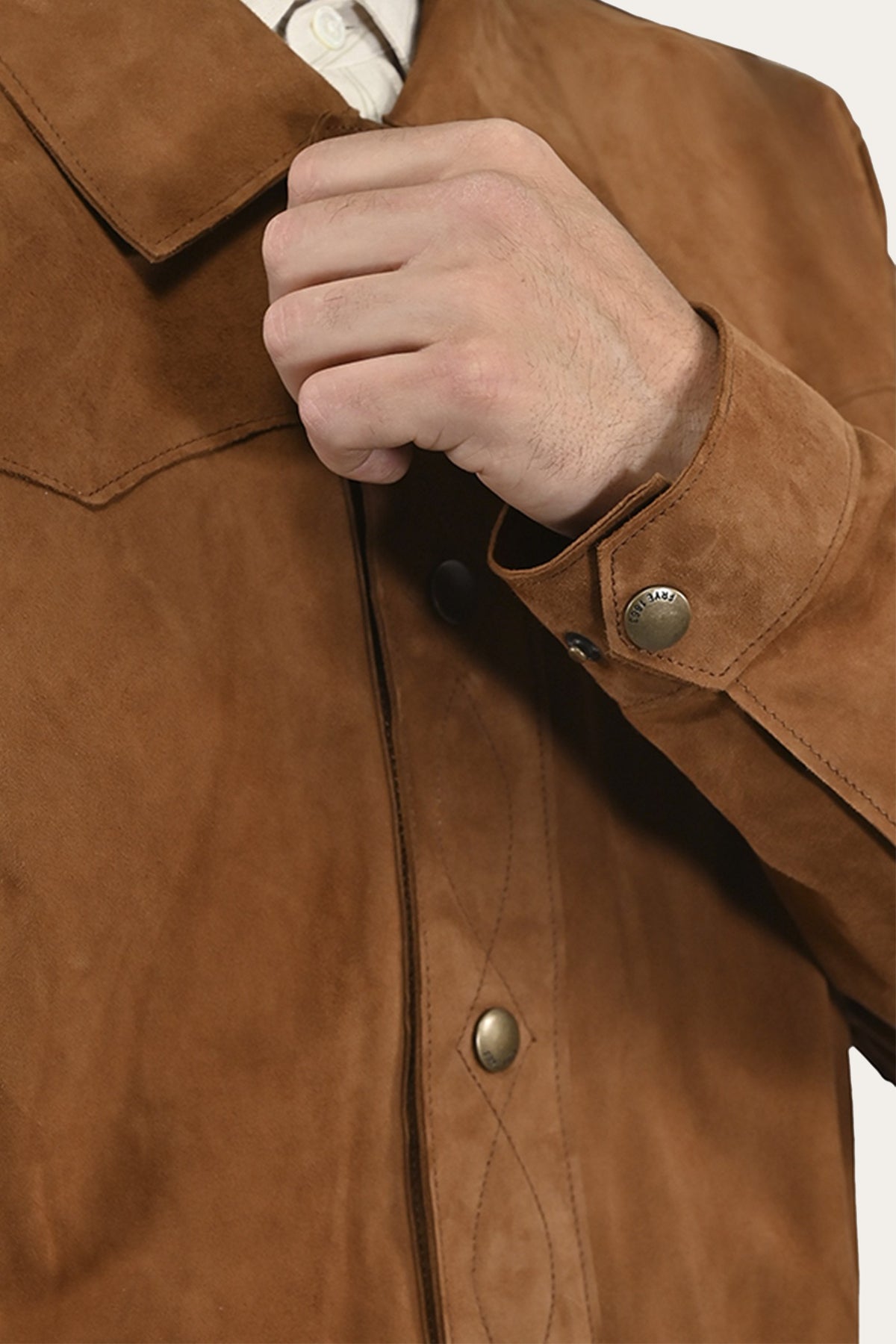 FRYE Men’s Middle Brown Judd Minimalist Suede Shacket