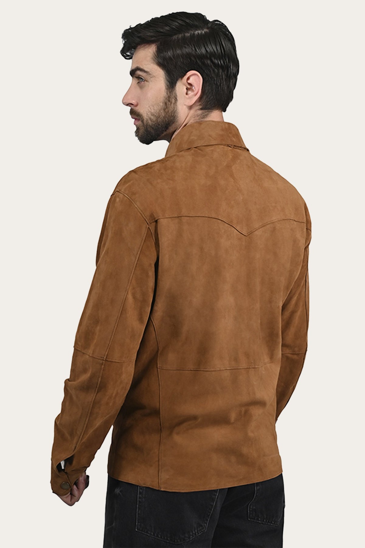 FRYE Men’s Middle Brown Judd Minimalist Suede Shacket
