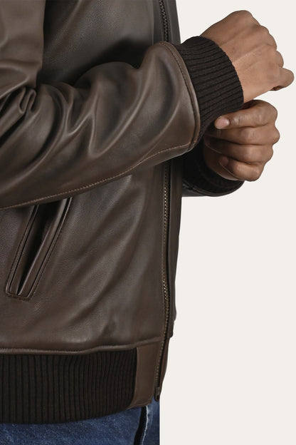 FRYE Men's Moka Tobacco Colt Bomber Jacket