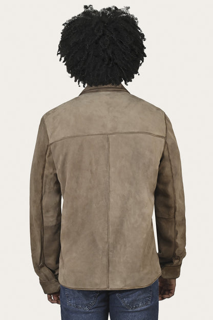 FRYE Men’s Taupe Brock Suede Utility Shacket