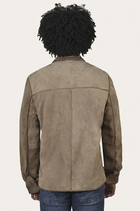 FRYE Men’s Taupe Brock Suede Utility Shacket