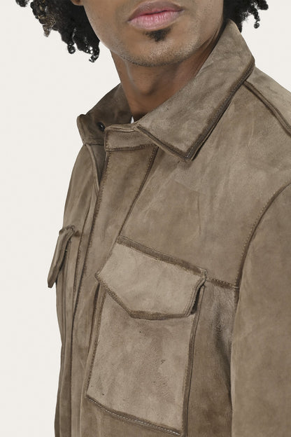FRYE Men’s Taupe Brock Suede Utility Shacket