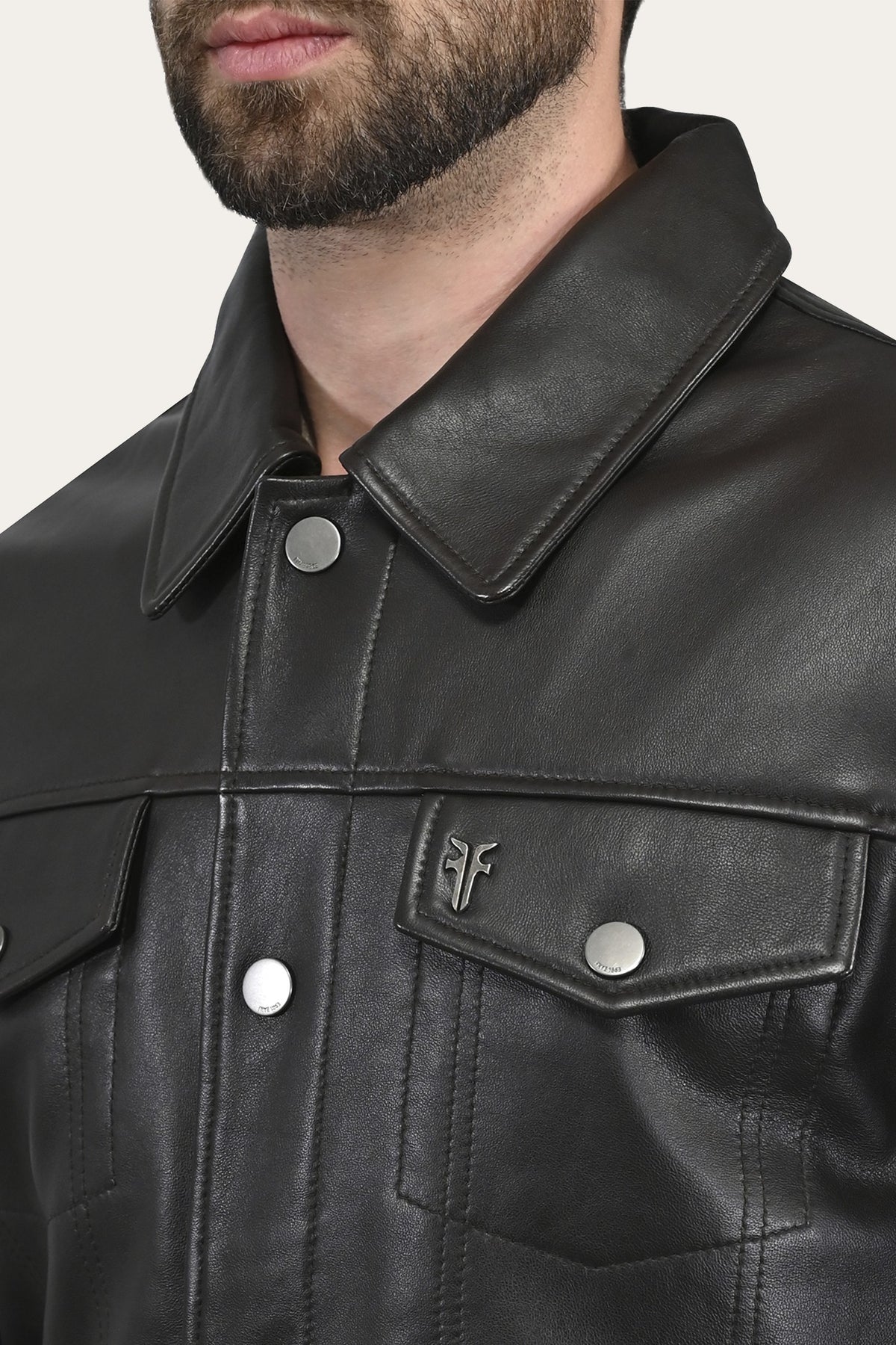FRYE Men's Dark Brown Ruffian Trucker Jacket
