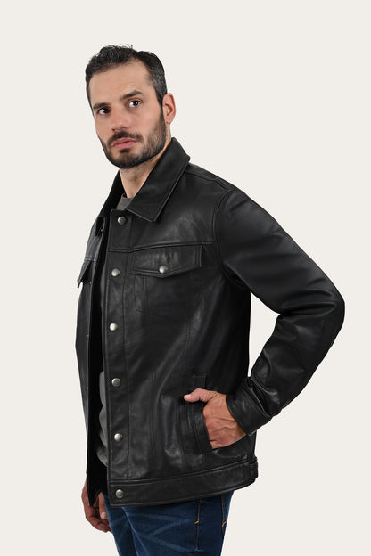 FRYE Black Baxter Trucker Jacket