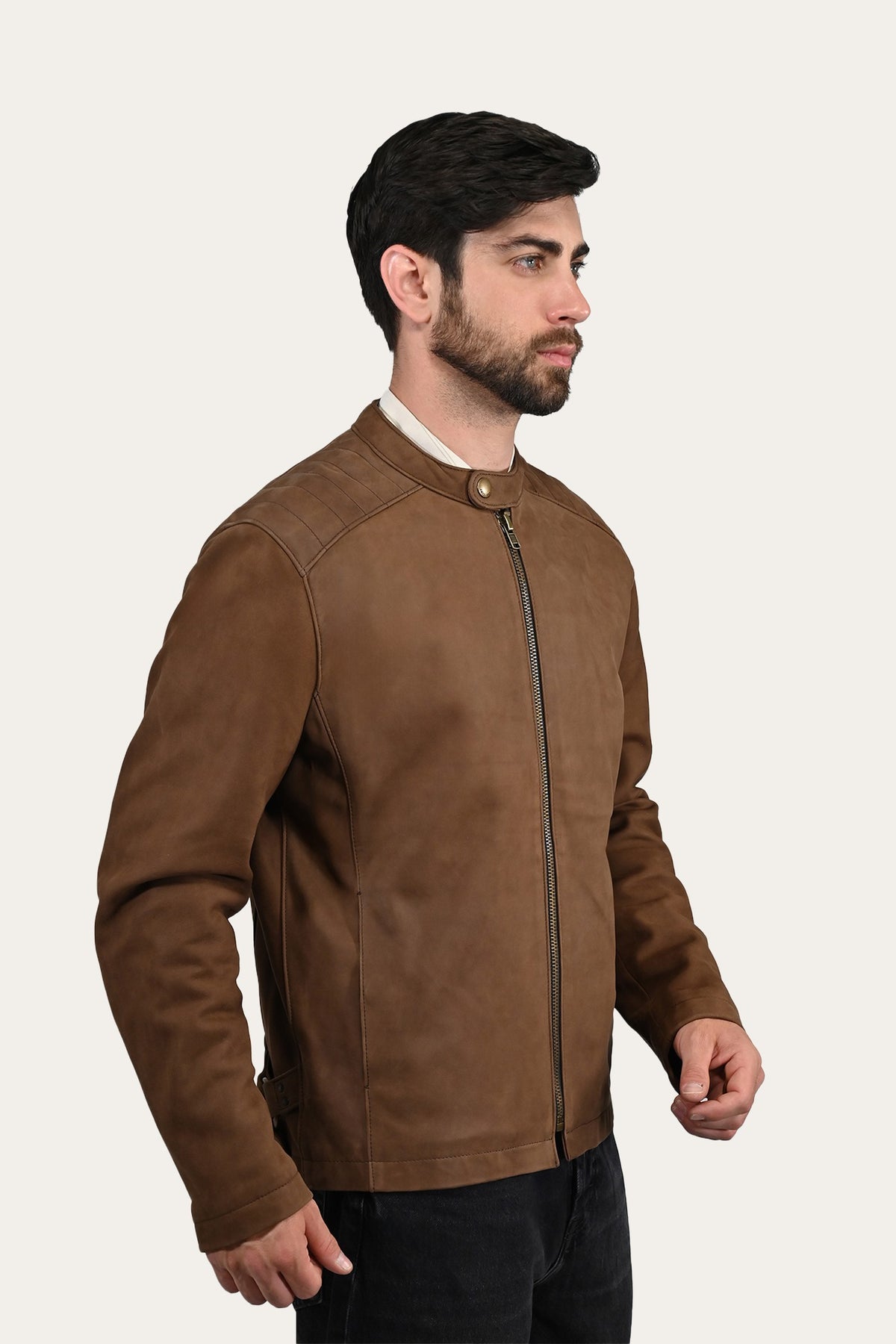 FRYE Men’s Tobacco Desert Racer Leather Jacket