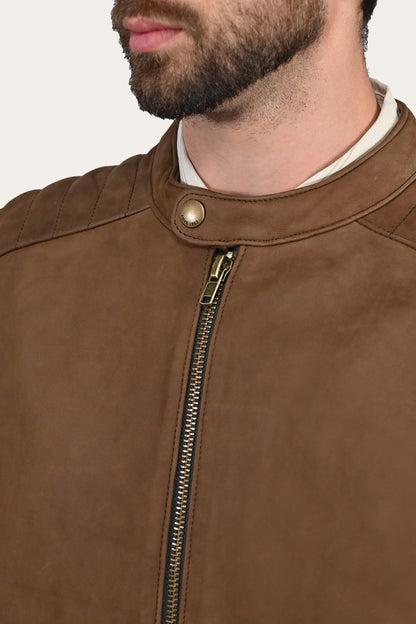 FRYE Men’s Tobacco Desert Racer Leather Jacket