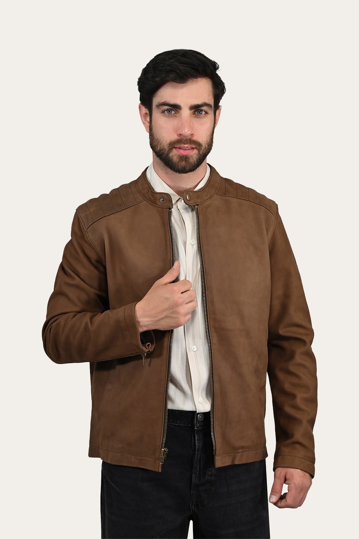 FRYE Men’s Tobacco Desert Racer Leather Jacket