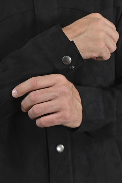 FRYE Men’s Navy Blue Judd Minimalist Suede Shacket