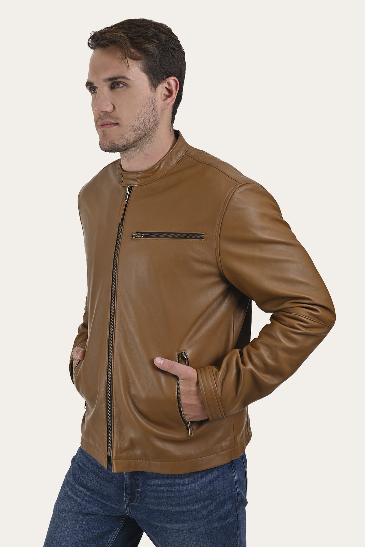 FRYE Men's Middle Brown Wyoming Racing Jacket