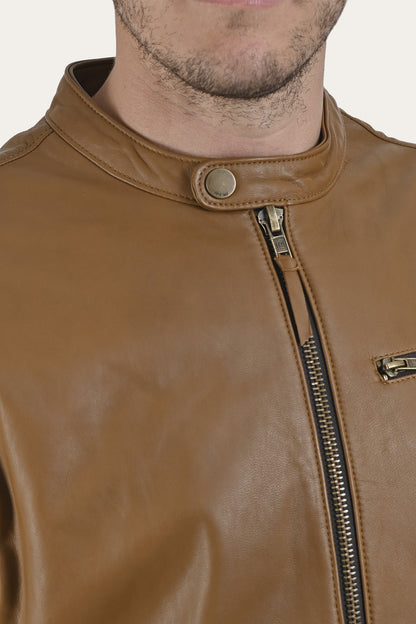 FRYE Men's Middle Brown Wyoming Racing Jacket