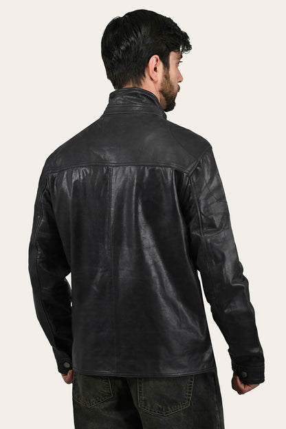FRYE Men’s Black Lawton Modern Nappa Biker Jacket