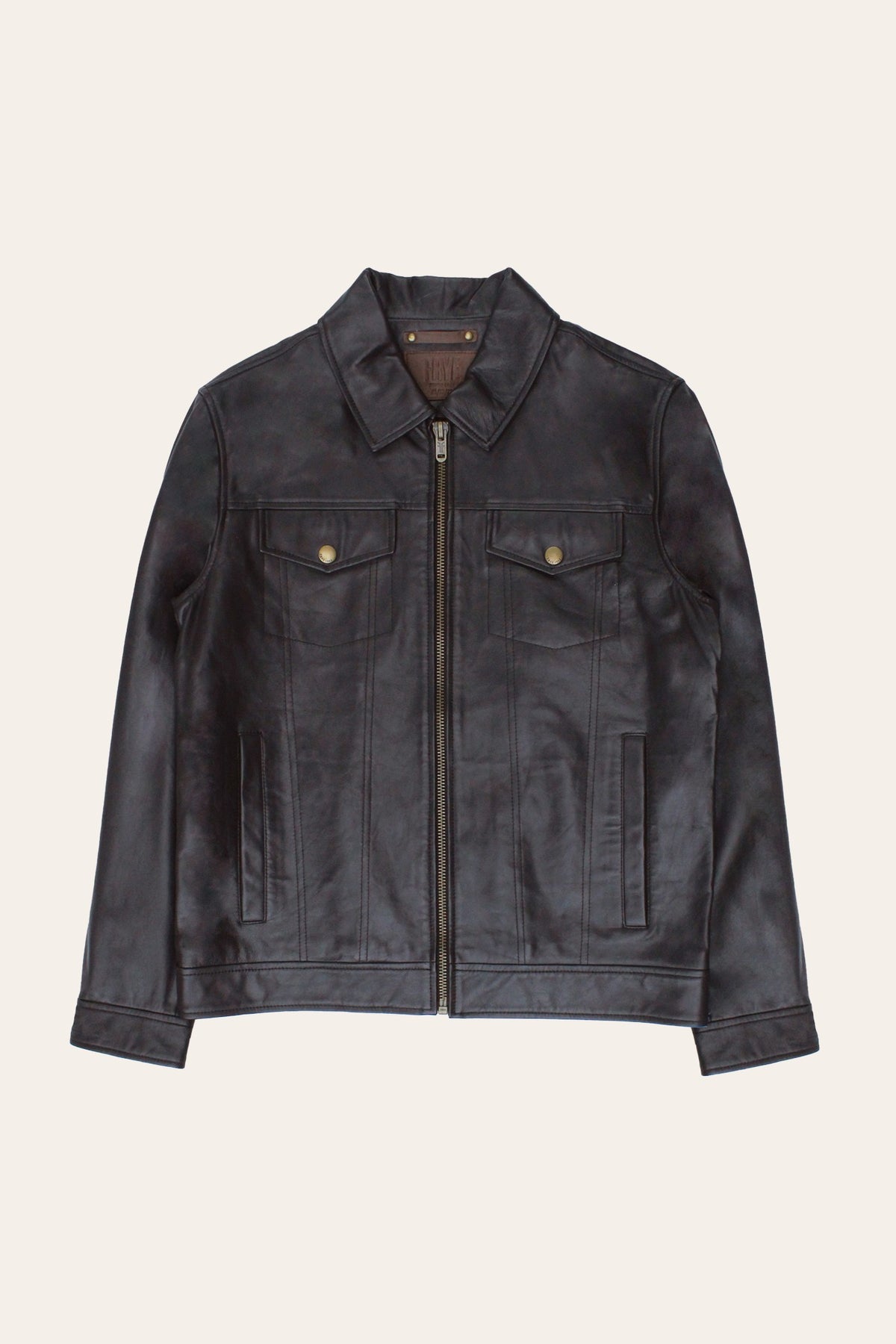 FRYE Men’s Dark Brown Kentucky Trucker Leather Jacket