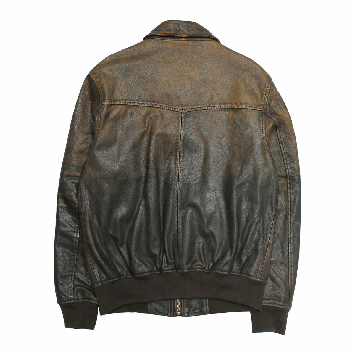 FRYE Men’s Brown Beige Nebraska Bomber Leather Jacket