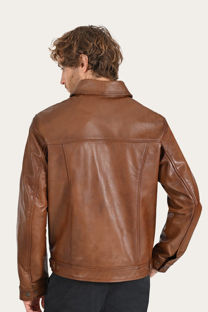 FRYE Brown Baxter Trucker Jacket