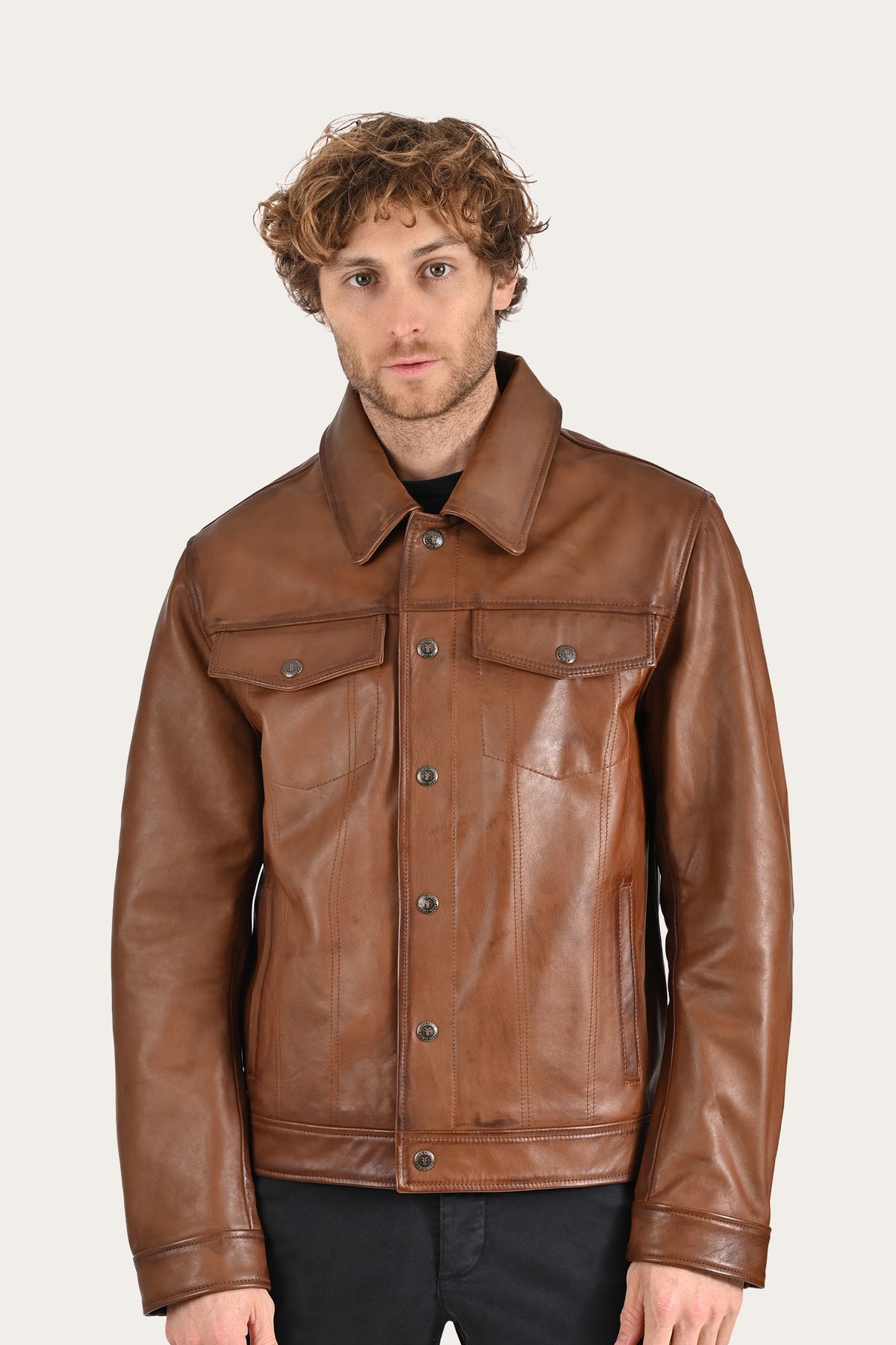 FRYE Brown Baxter Trucker Jacket