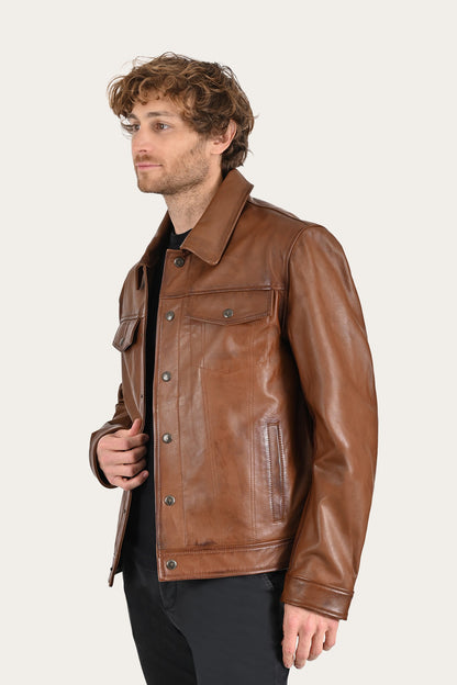 FRYE Brown Baxter Trucker Jacket