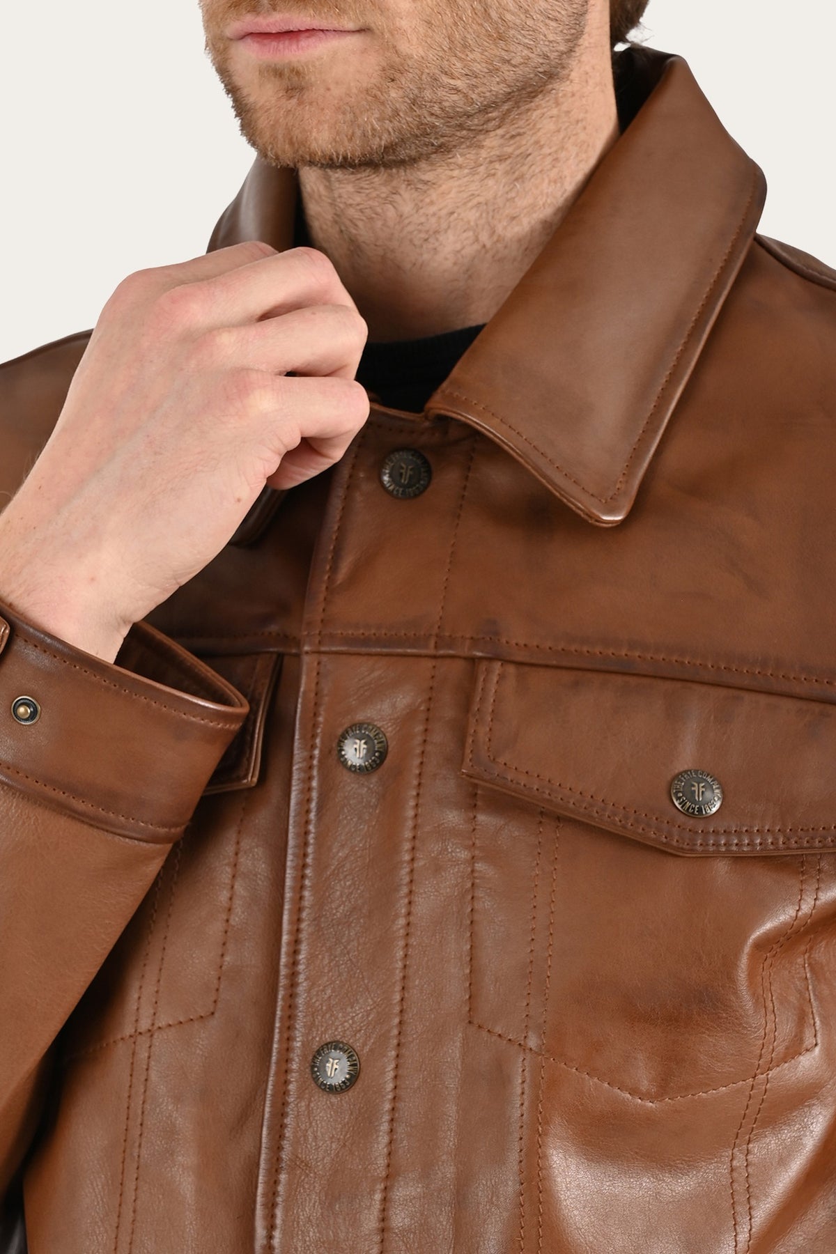 FRYE Brown Baxter Trucker Jacket