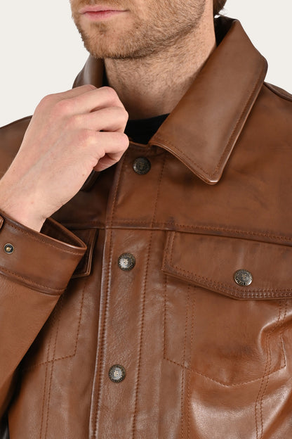 FRYE Brown Baxter Trucker Jacket