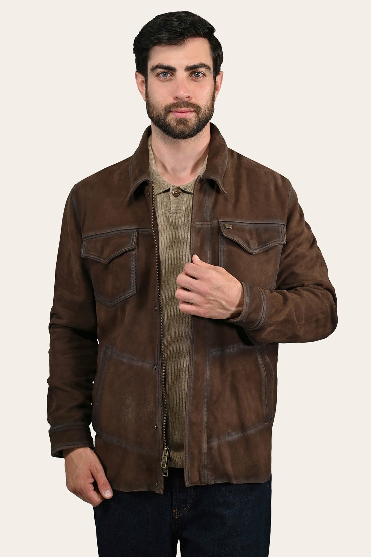 FRYE Men’s Dark Brown Brody Suede Shacket