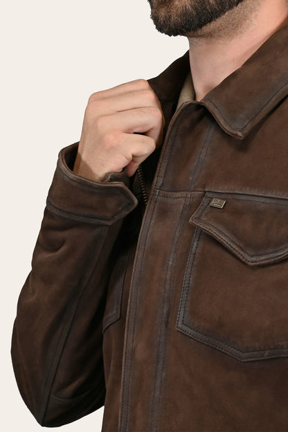 FRYE Men’s Dark Brown Brody Suede Shacket