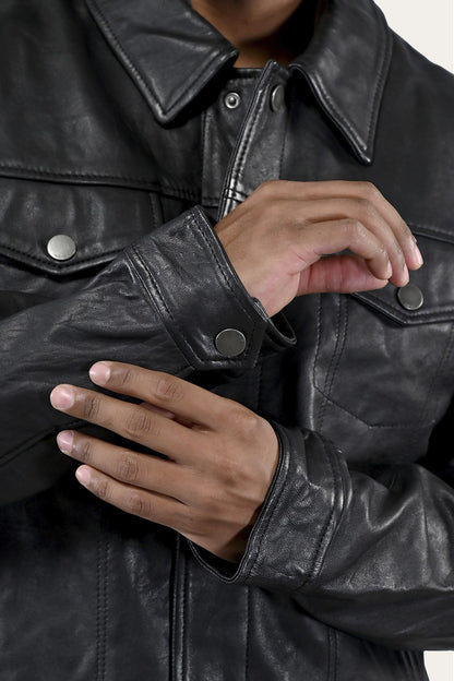 FRYE Men's Black Ruffian Trucker Jacket