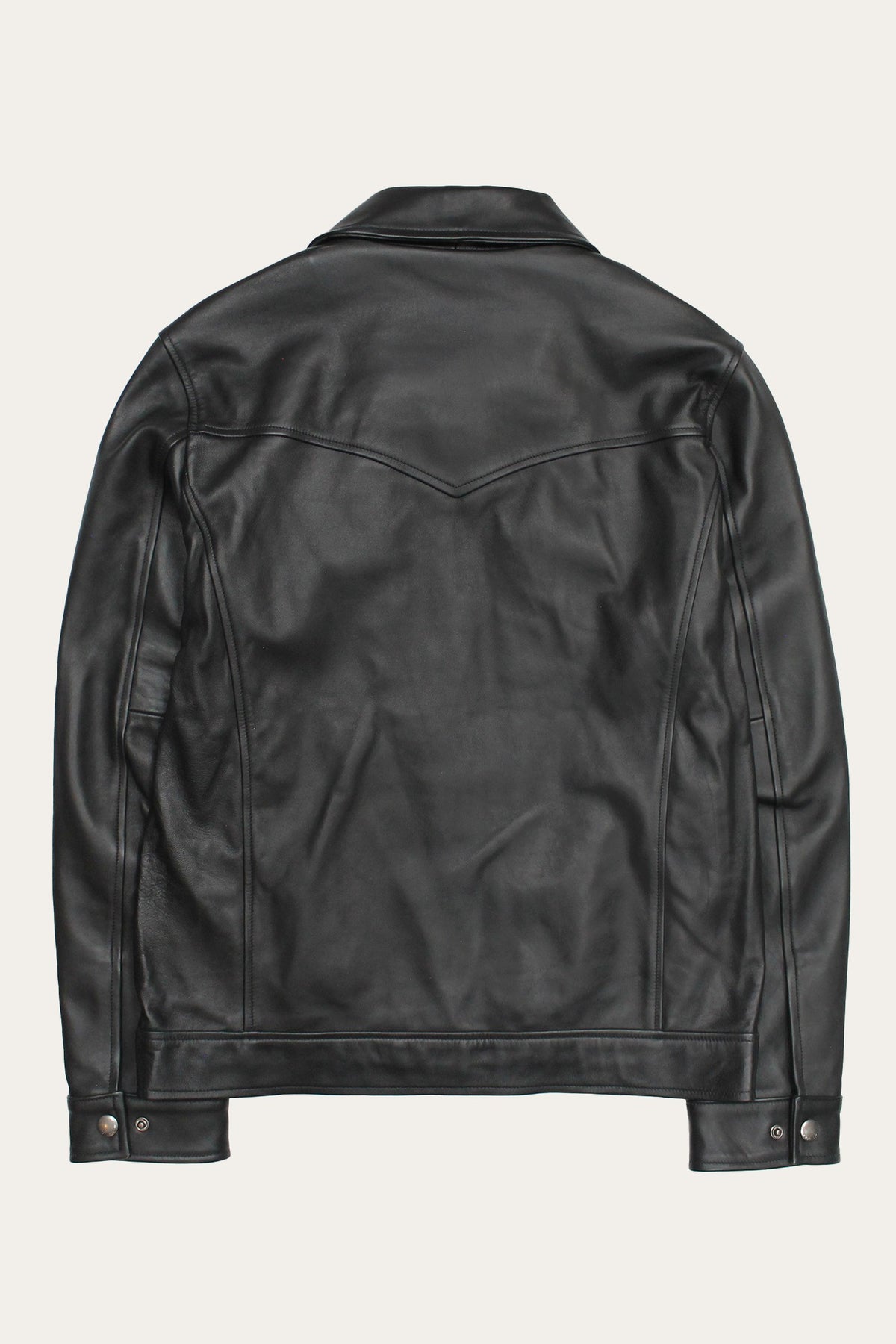 FRYE Men’s Black Durango Trucker Leather Jacket