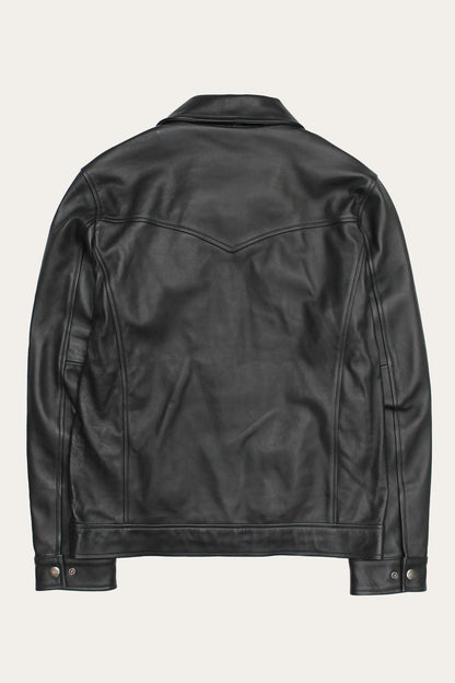 FRYE Men’s Black Durango Trucker Leather Jacket