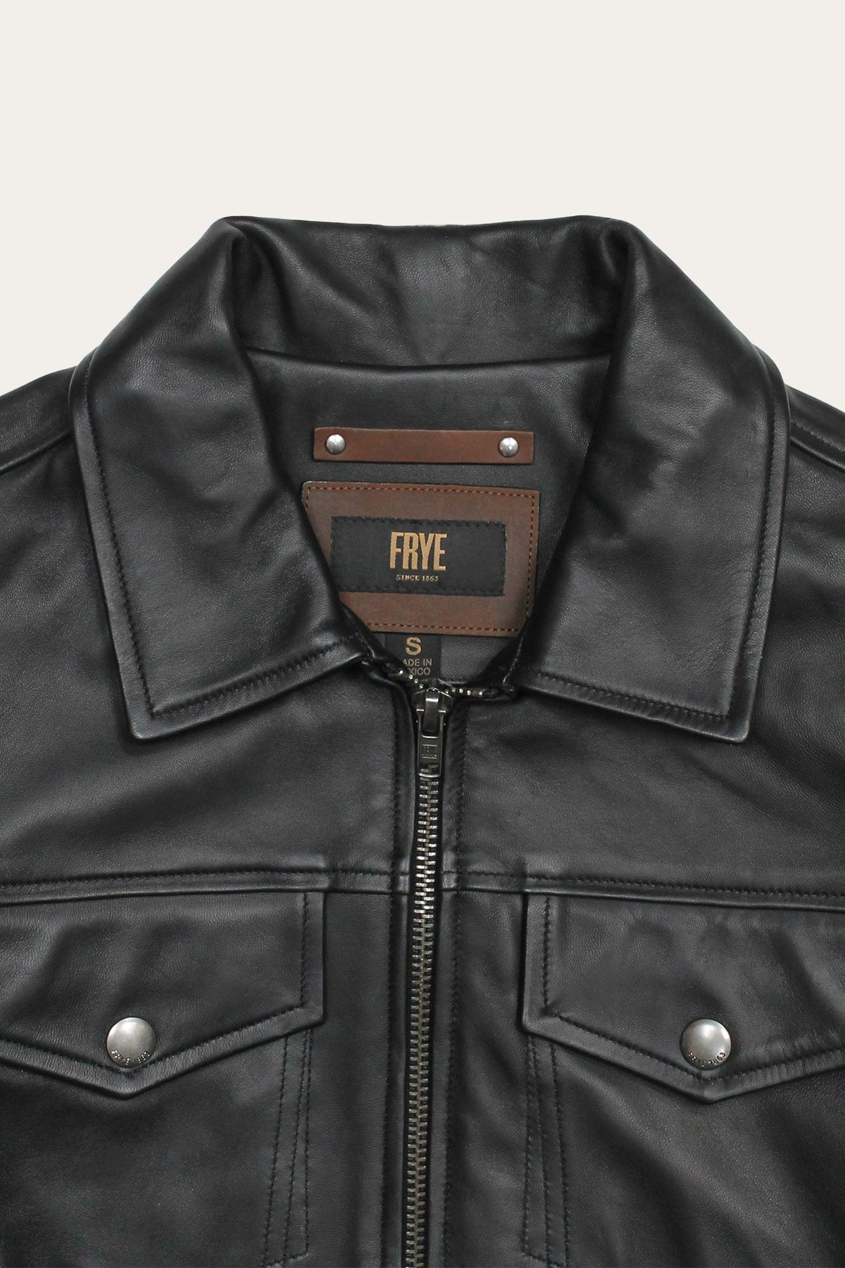 FRYE Men’s Black Durango Trucker Leather Jacket
