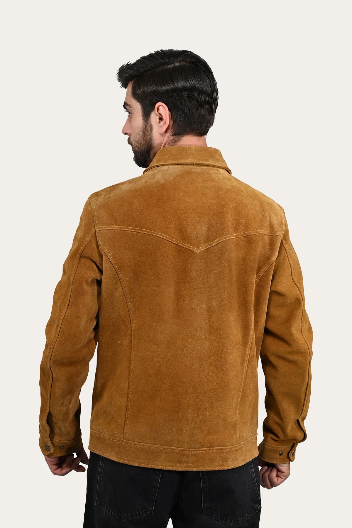 FRYE Men’s Tan Trailblazer Trucker Suede Jacket