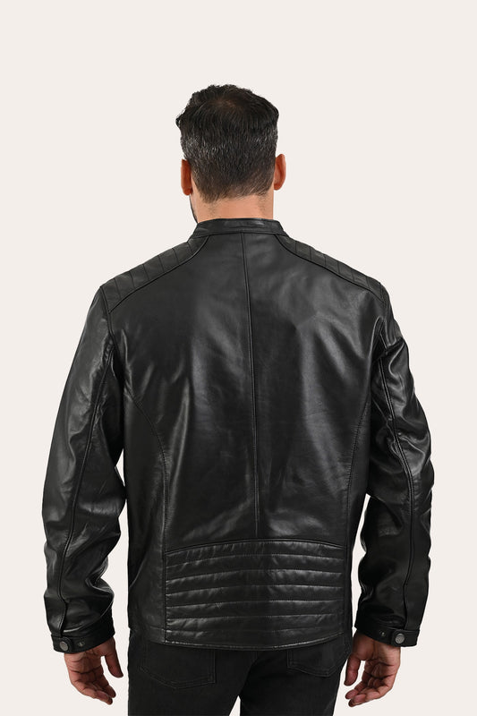 FRYE Men’s Black Pioneer Racer Leather Jacket