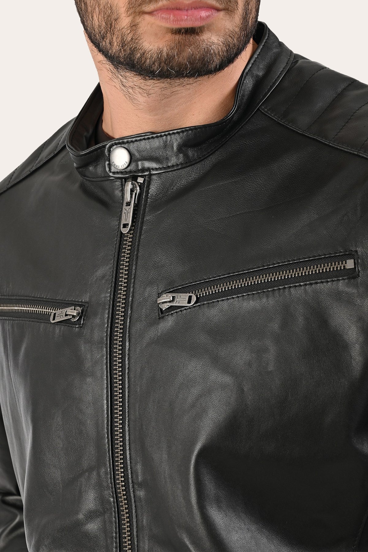 FRYE Men’s Black Pioneer Racer Leather Jacket