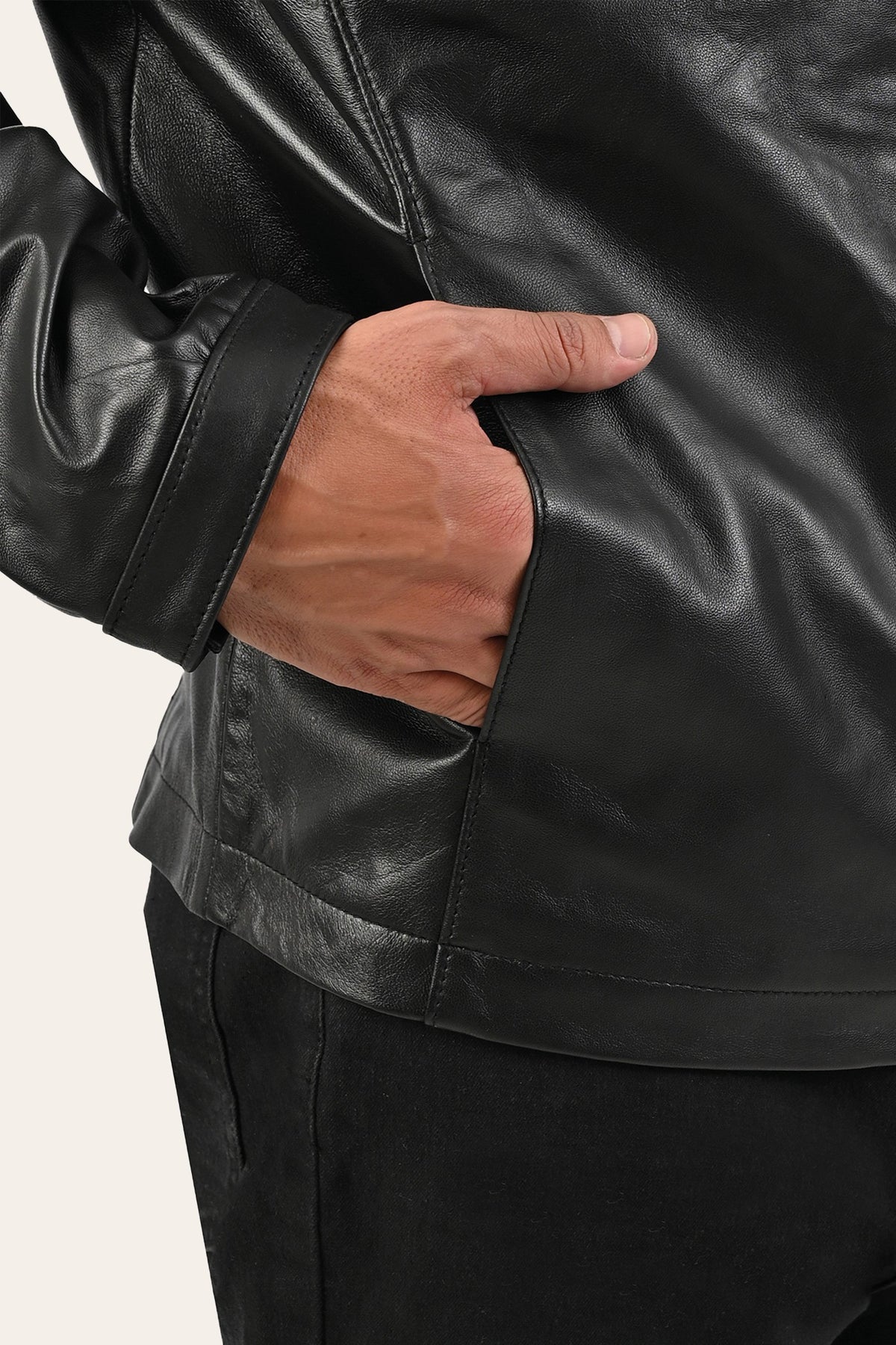 FRYE Men’s Black Pioneer Racer Leather Jacket