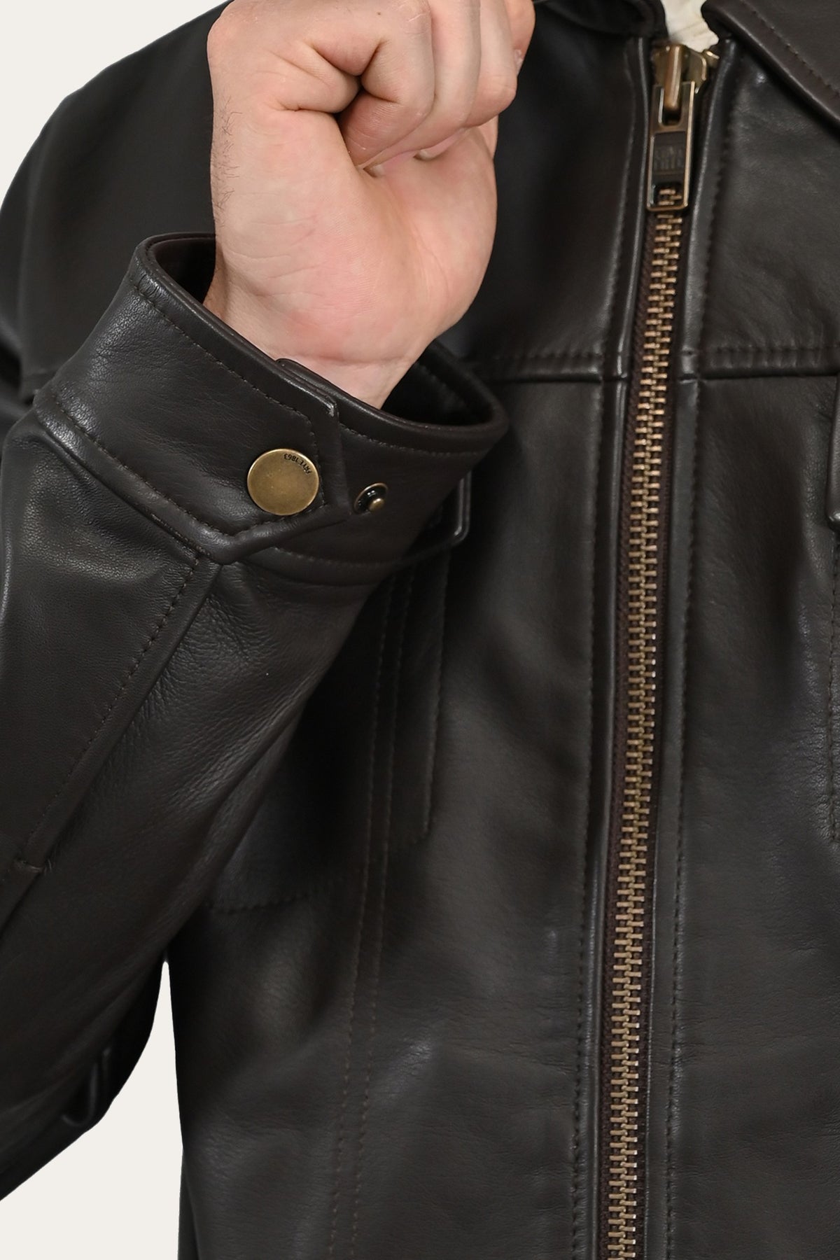 FRYE Men’s Dark Brown Durango Trucker Leather Jacket