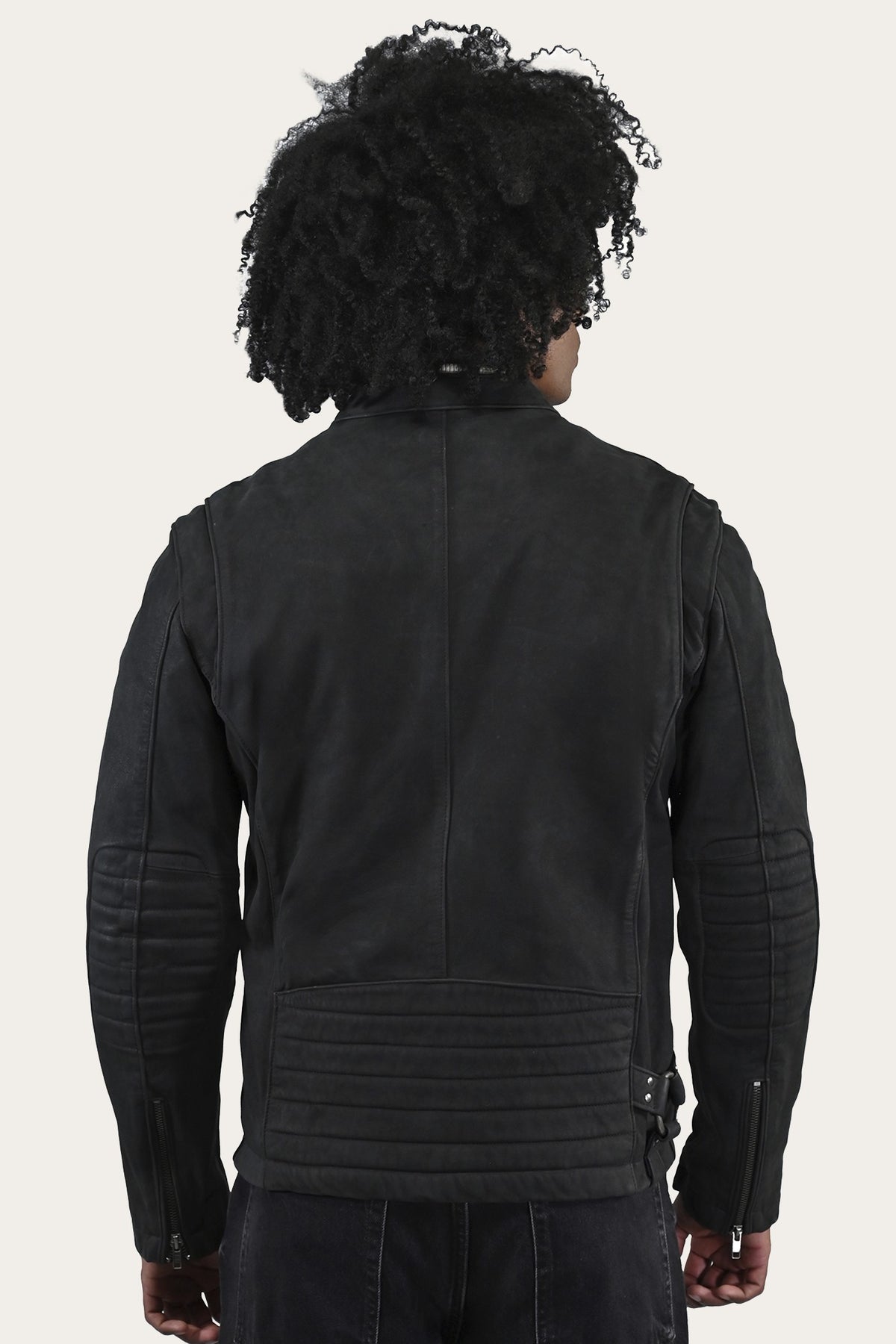 FRYE Men’s Black Cattleman Vintage Cafe Racer Leather Jacket